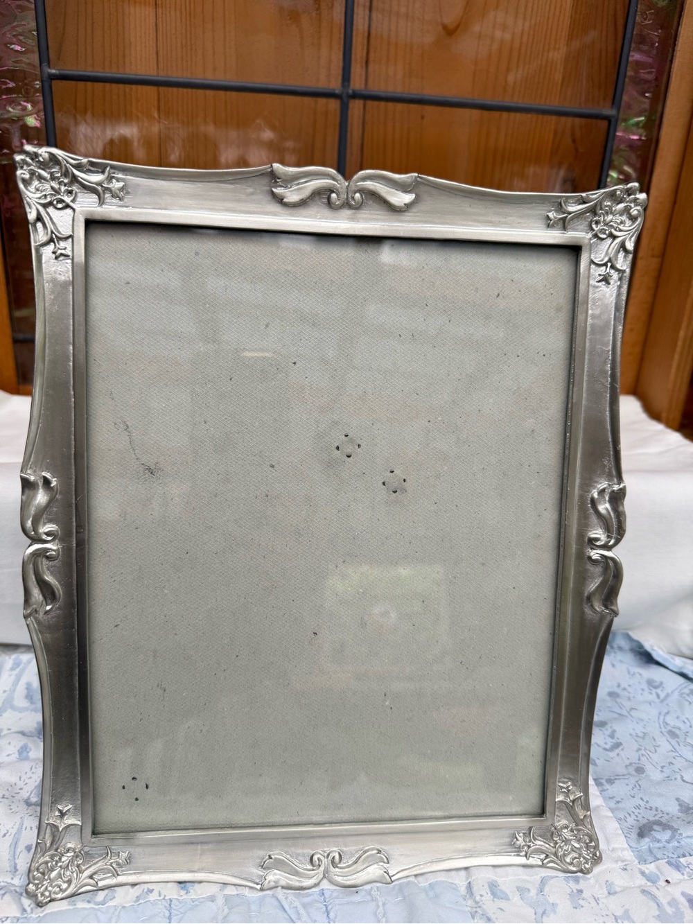 Vintage Heavy Silver Tone Cast Metal Picture Frame Ornate Baroque Rococo 9x11